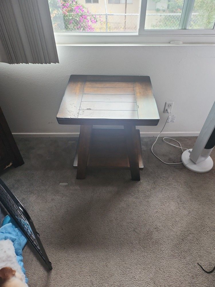 2 Rustic Wood End Tables