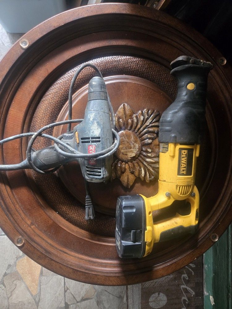 Cord Less 18volt Dewalt Sawsaw And Ryobi Corded Drill