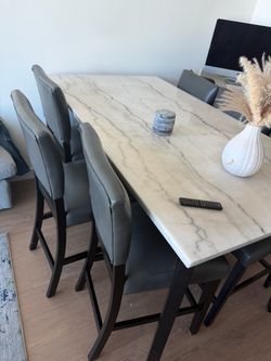 Dinner Table (Real Marble Stone) and 6 chairs