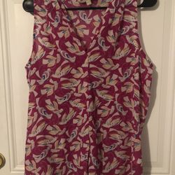 Banana Republic pink bird design blouse women’s size Medium 