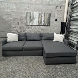 Gray Plush Sectional 