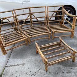 Vintage Mid Century Modern Bamboo Sofa Frame Set