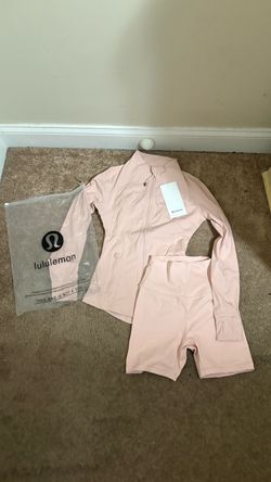 Lululemon Pink Zip-Up Jacket and Shorts Set