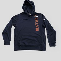 Broncos Nike 2016 Super Bowl blue hoodie sweatshirt Size Large Peyton Manning