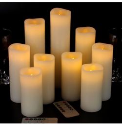Vinkor Flameless Candles Battery Operated Candles Real Wax Pillar LED Candles with 10-Key Remote and Cycling 24 Hours Timer (Ivory 4" 5" 6" 7" 8" 9")