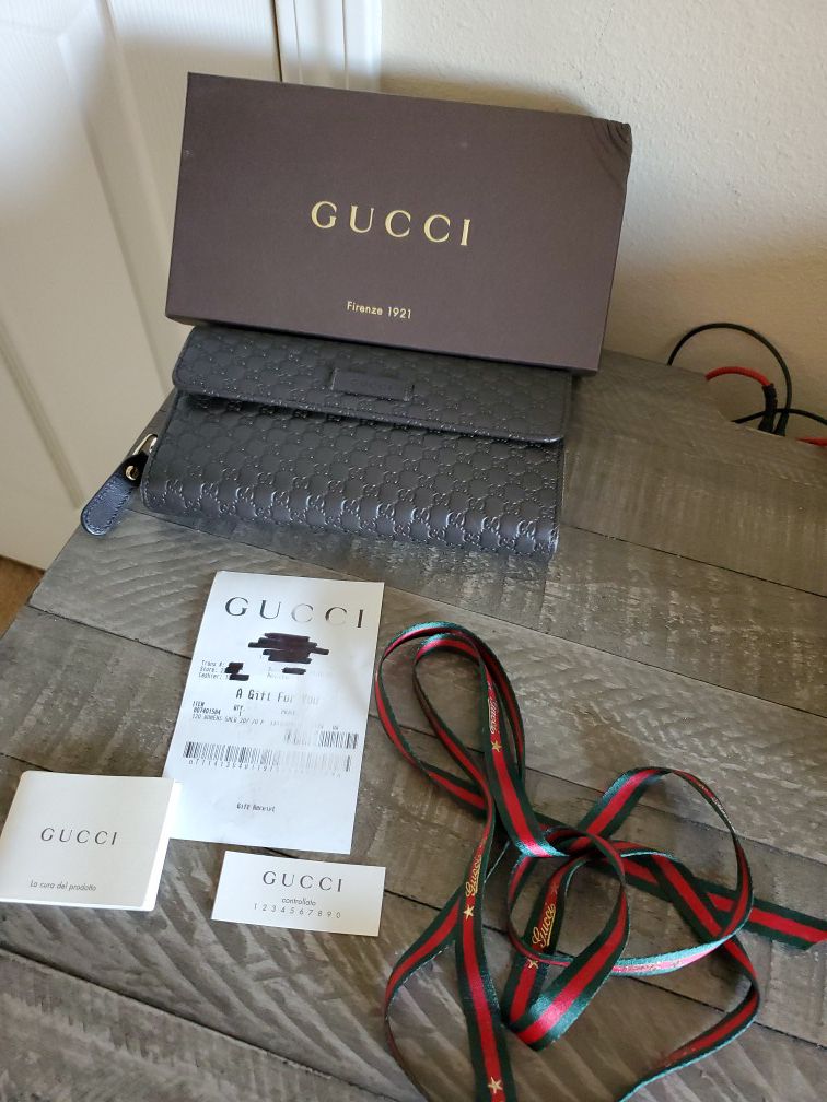 Authentic Gucci Micro Guccisima Brown Leather Wallet
