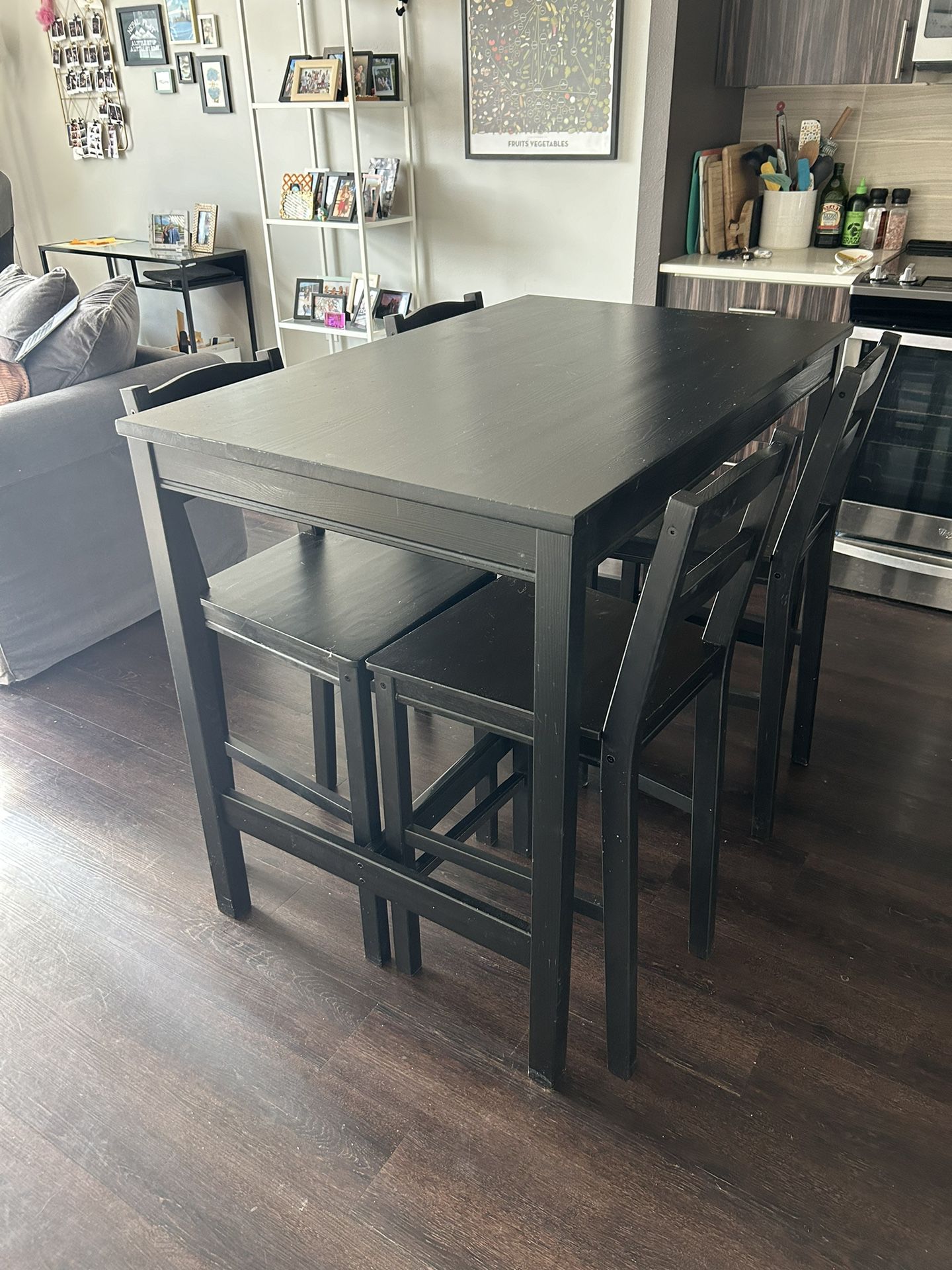 IKEA black table & four chairs 