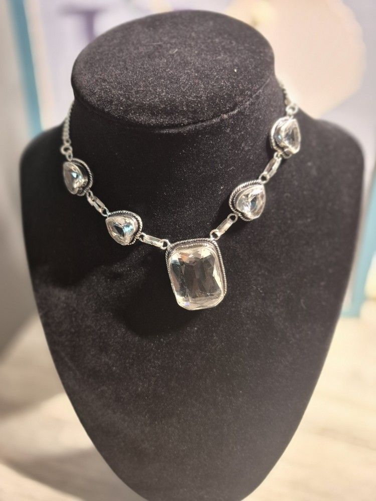 18" Silver Multi-stone Topaz Necklace