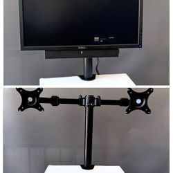 Dell 24"Monitor with Sound Bar And Insignia Dual Monitor Desk Mount