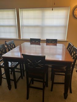 Solid Wood Counter Height Dining Table Set with 8 Chairs - $425 OBO