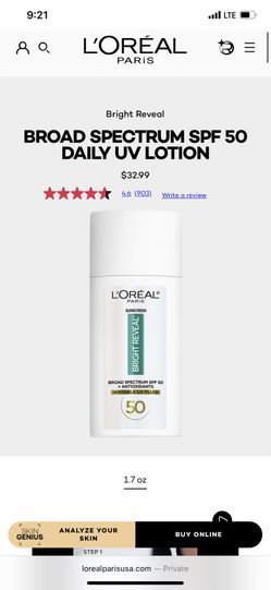 L'Oreal Paris L'oreal Bright Reveal Daily UV Lotion Broad Spectrum SPF 50