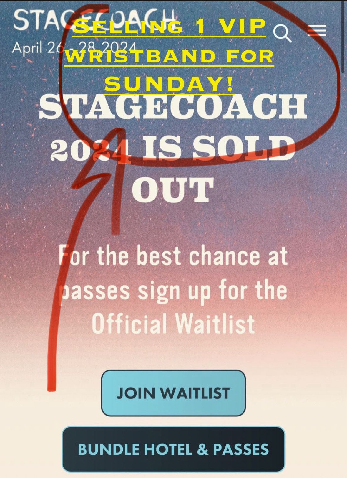 1 VIP Stagecoach Tix - SUNDAY