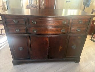 Vintage Dark Wood Sideboard Buffet with Drawers