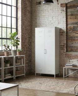 Metal Wardrobe Closet, White