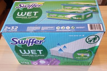 New! Swiffer econo box 2x32 MULTI SURFACE Wet Mopping Cloths Wood, Tile, Vinyl Laminate