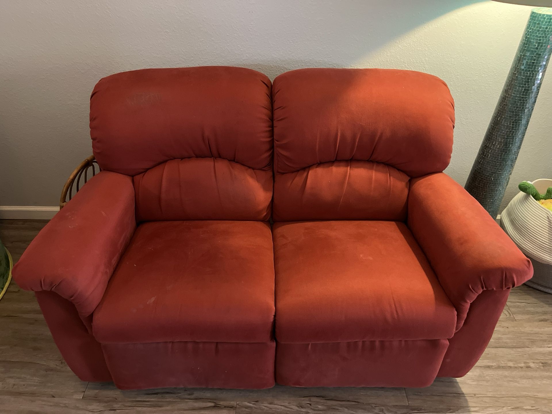 Lazy Boy Red loveseat Double Recycling Option 