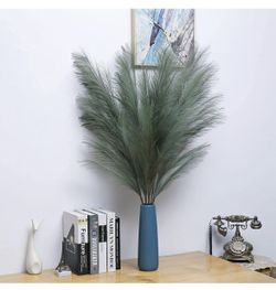 NC 4 Pcs Faux Pampas Grass Large 43 in , for Home Cafe, Bedroom, Dining Table, Office, Holiday, Party, Wedding Pampas Grass Decor (Dark Green)