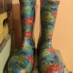 Sloggers Floral Multi-Color Rubber Mid-Calf Garden/Barn/Rain Boots - Size 10 - REDUCED!