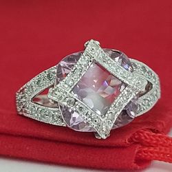 ❤️14k Size 4.75 Fancy Solid White Gold Pink Ice and Diamonds Ring!/ Anillo de Oro Blanco con Pink Ice y Diamantes! 👌🎁Post Tags: Anillo de Oro