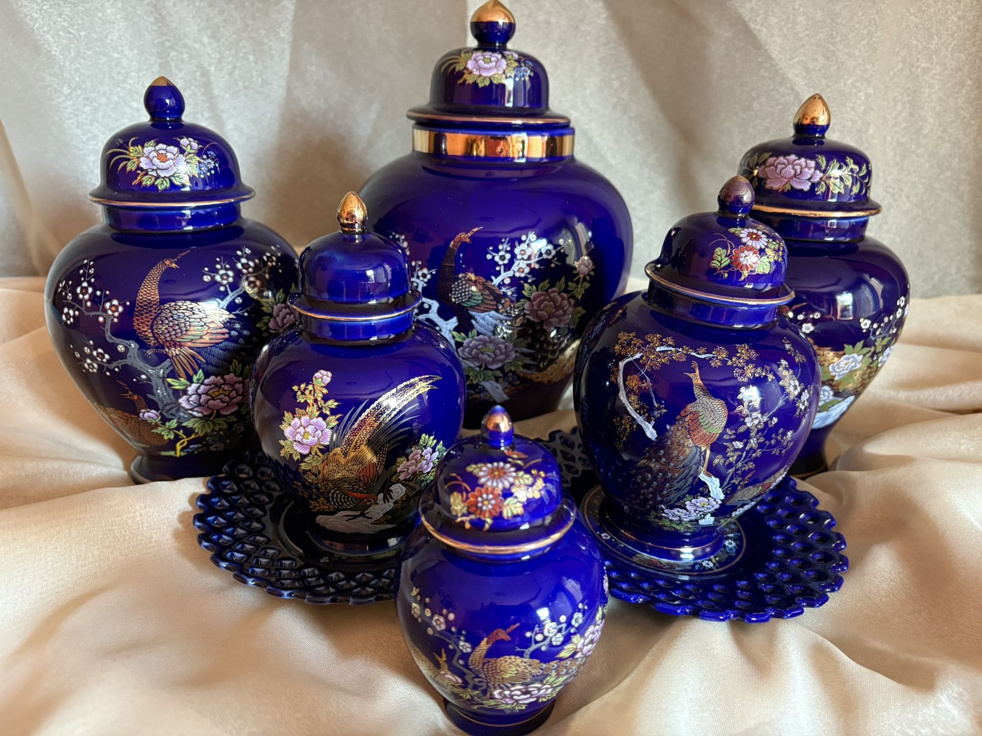Japanese cobalt vintage vases