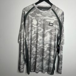 Pelagic VaporTek Fish Camo Tech Long Sleeve Shirt Mens XXL Gray NWT