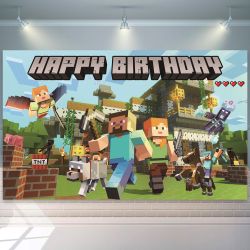 1pcs Minecraft Game Birthday Backdrop (New, Unopened)