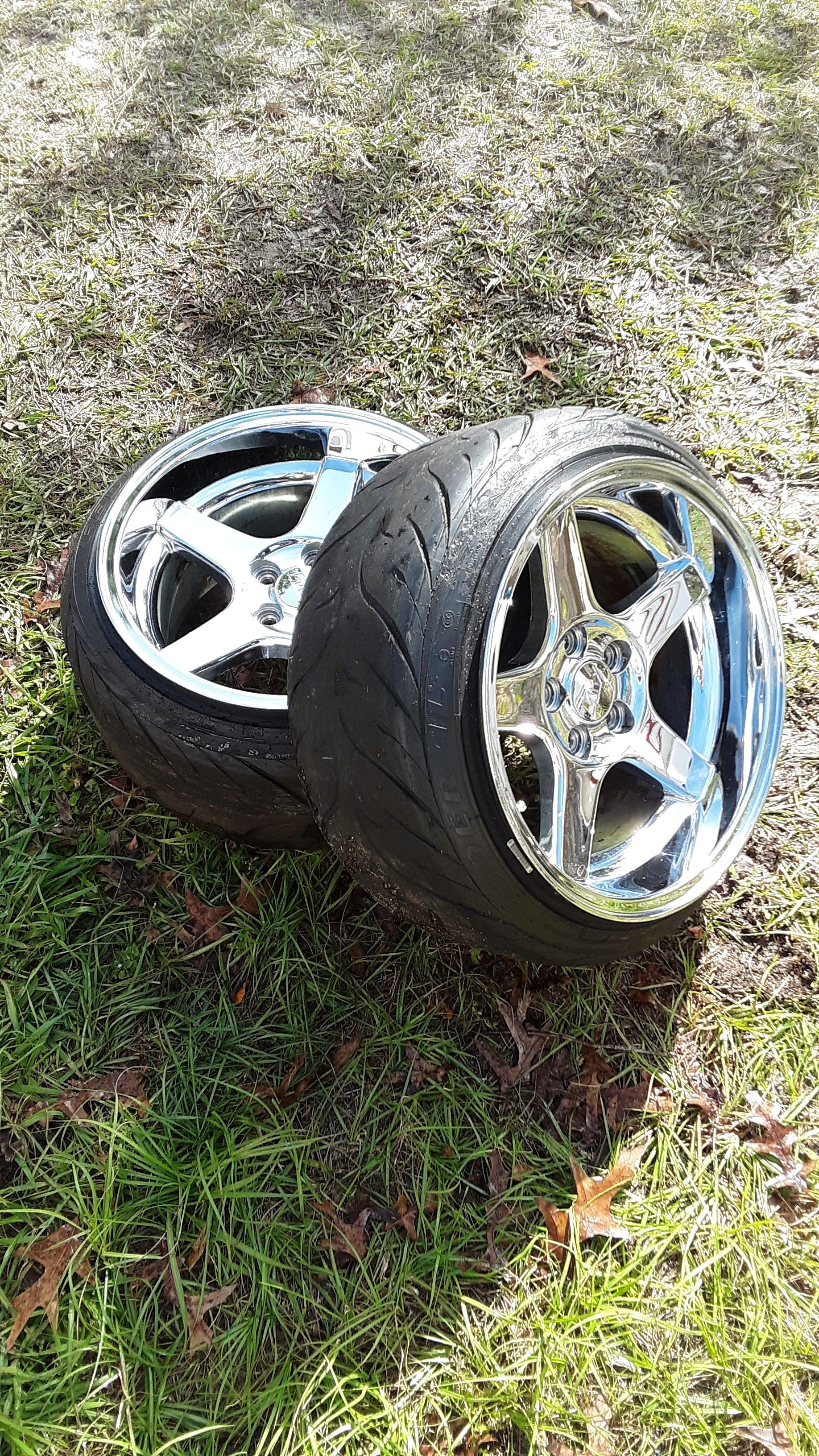 5x114.3 17x10.5 wheels and tires (pair)