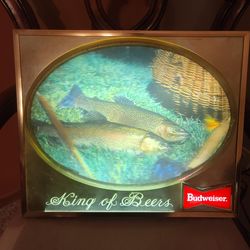 Vintage Trout Budweiser Bubble Light Bar Sign