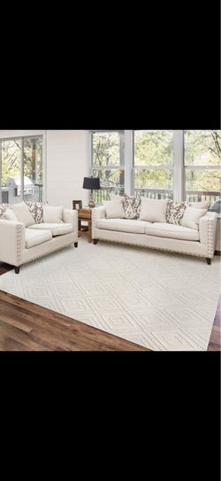 Large 8x10 Cream White Area Rug | Living Room Bedroom Nursery