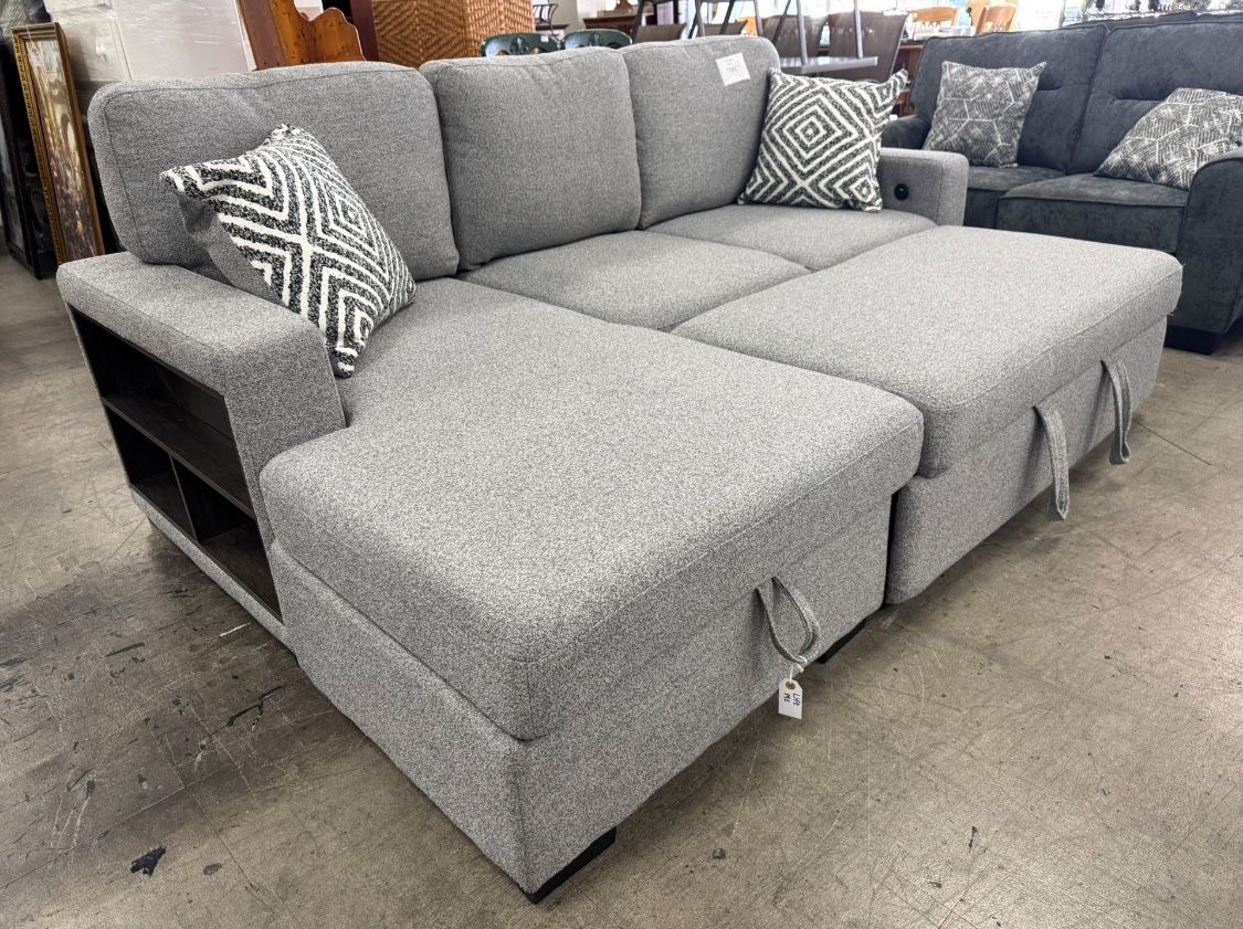 New Boucle Sleeper Sectional Couch with USB! Includes Free Delivery 🚚! Free Assembly!