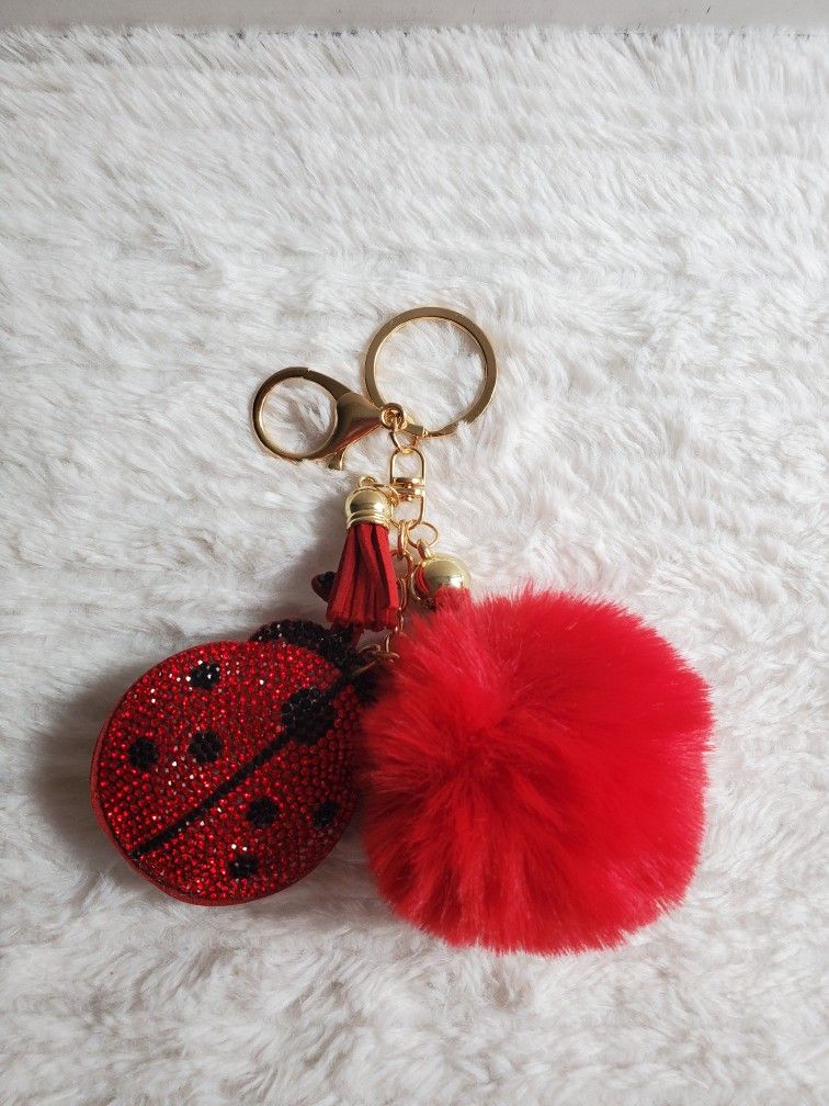 Ladybug Pom Pom Purse Charm /Keychain