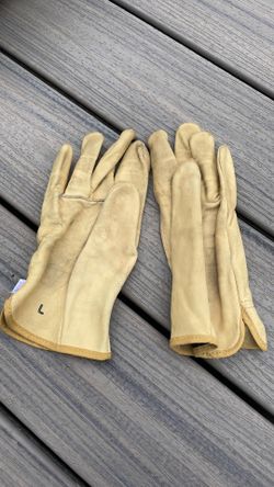 Vintage size Large workman gloves with southern pacific railroad embossed logo