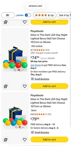 Playaboule Glow in The Dark LED Day Night Lighted Bocce Ball Set