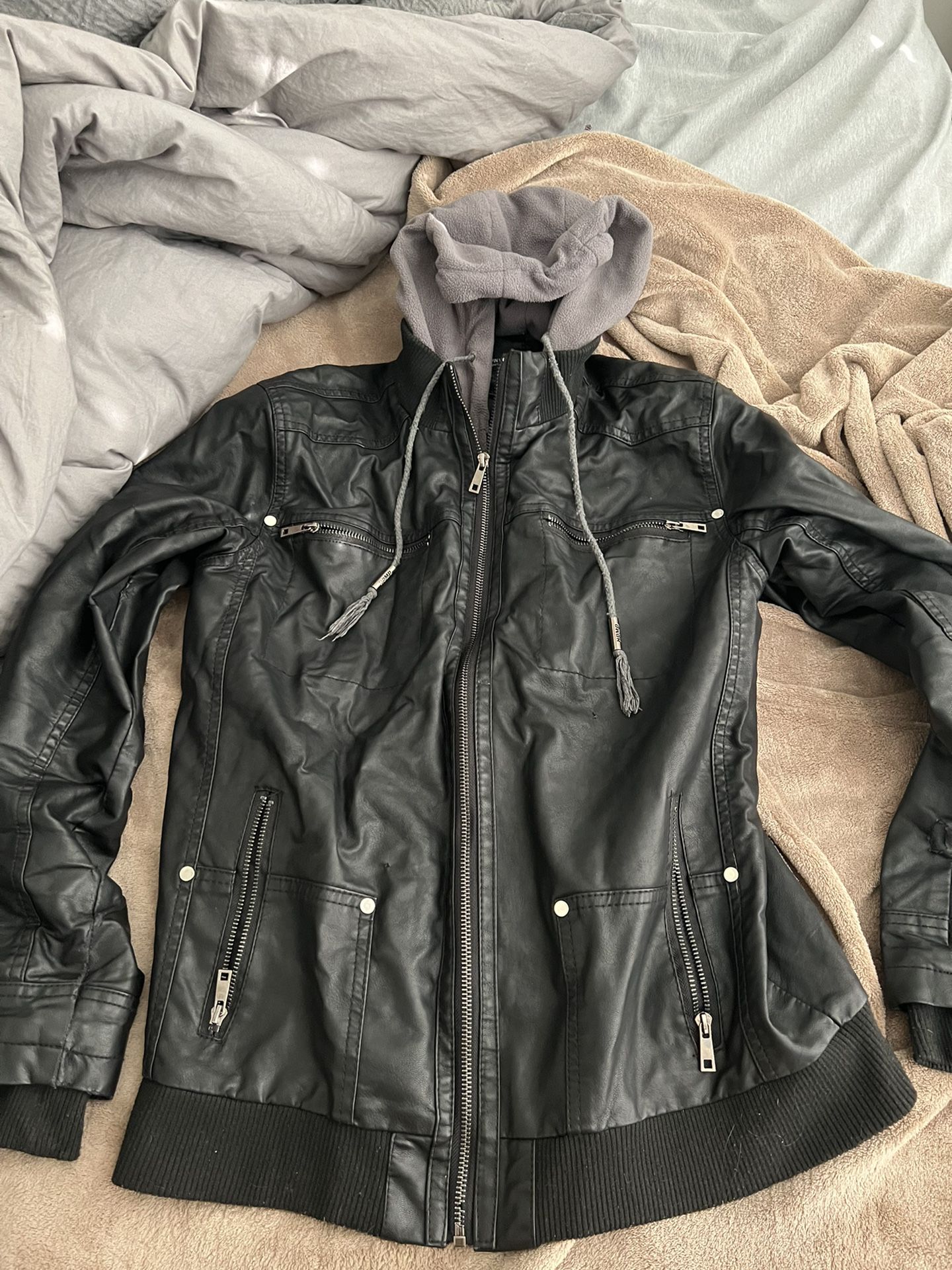 Leather Jacket Hoodie 
