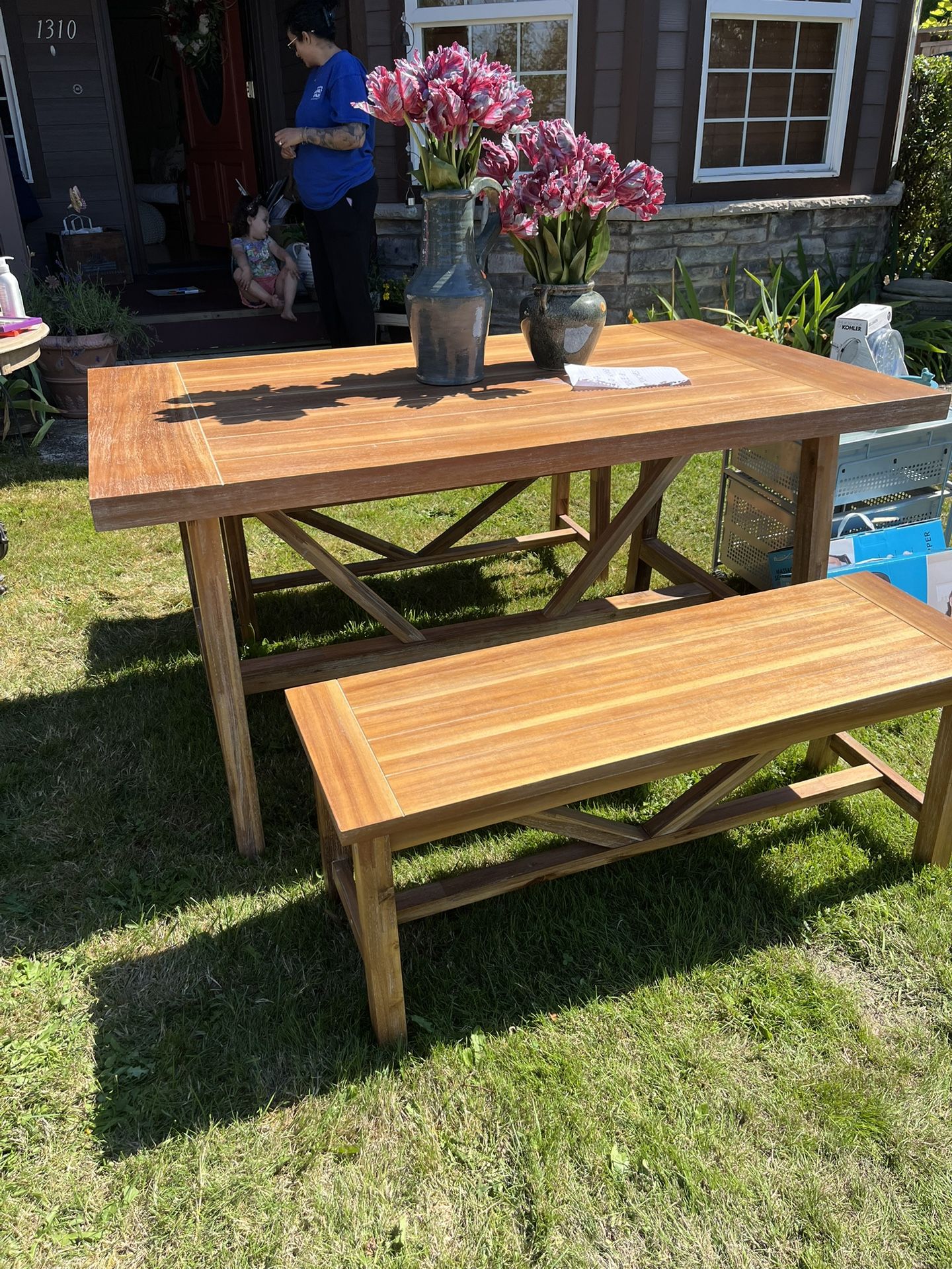 Dining Room Set-Target Farmhouse Table & Benches