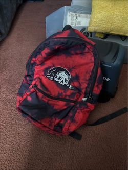 Red Black Tie-Dye Skull Graphic Backpack Lurking class