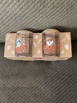 Brand New Four Handpainted Harvest Critter Glasses