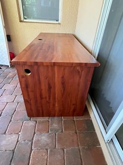 Wood Desk with Cable Management Holes