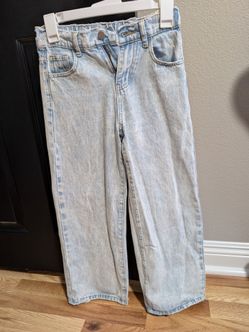 High-waisted, straight-leg / wide-leg baggy fit denim