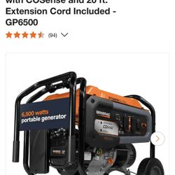 8125 / 6500-Watt Gasoline Powered Portable Generator with COSense and 20 ft. Extension Cord Included - GP6500