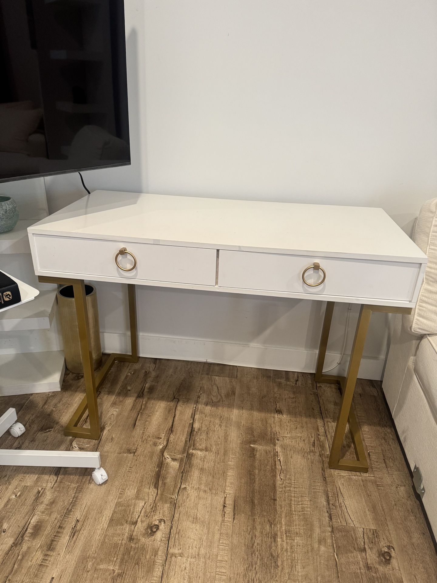 White and Gold Writing Desk