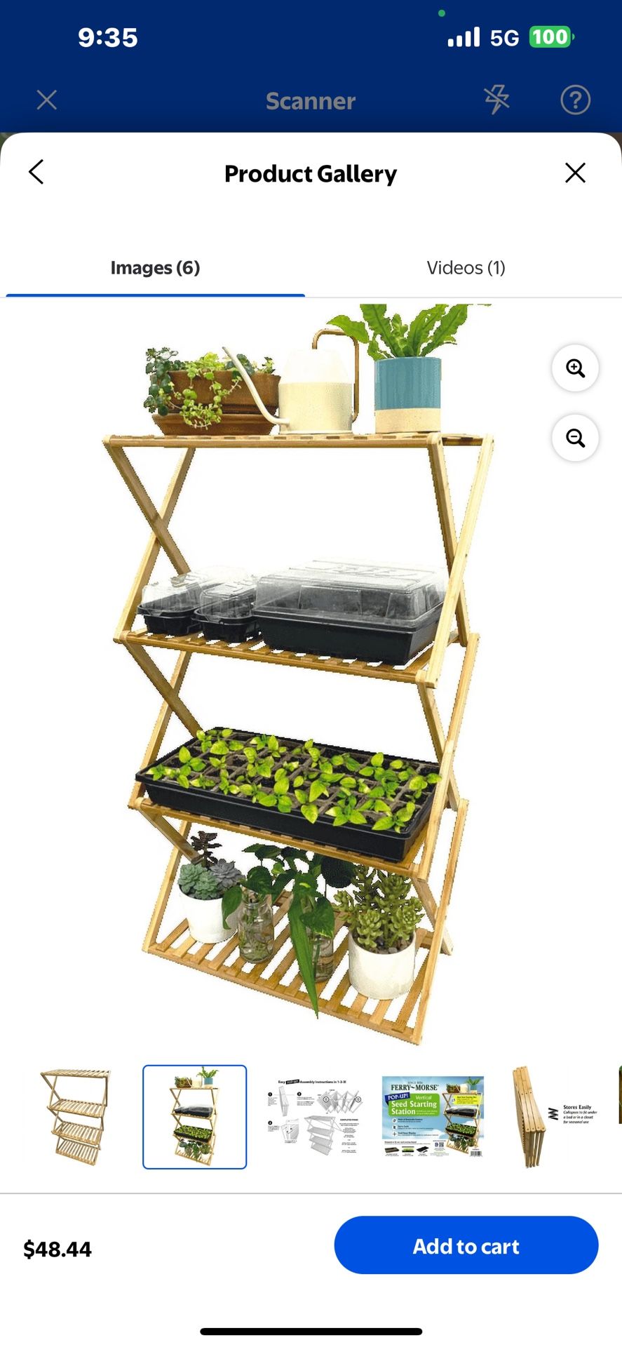 Ferry-Morse 28” x 13” x 38” 4-Tier Natural Bamboo Plant Stand Brand New