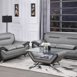Matteo Gray-Black Living Room Set / couch /Sofa and Loveseat 