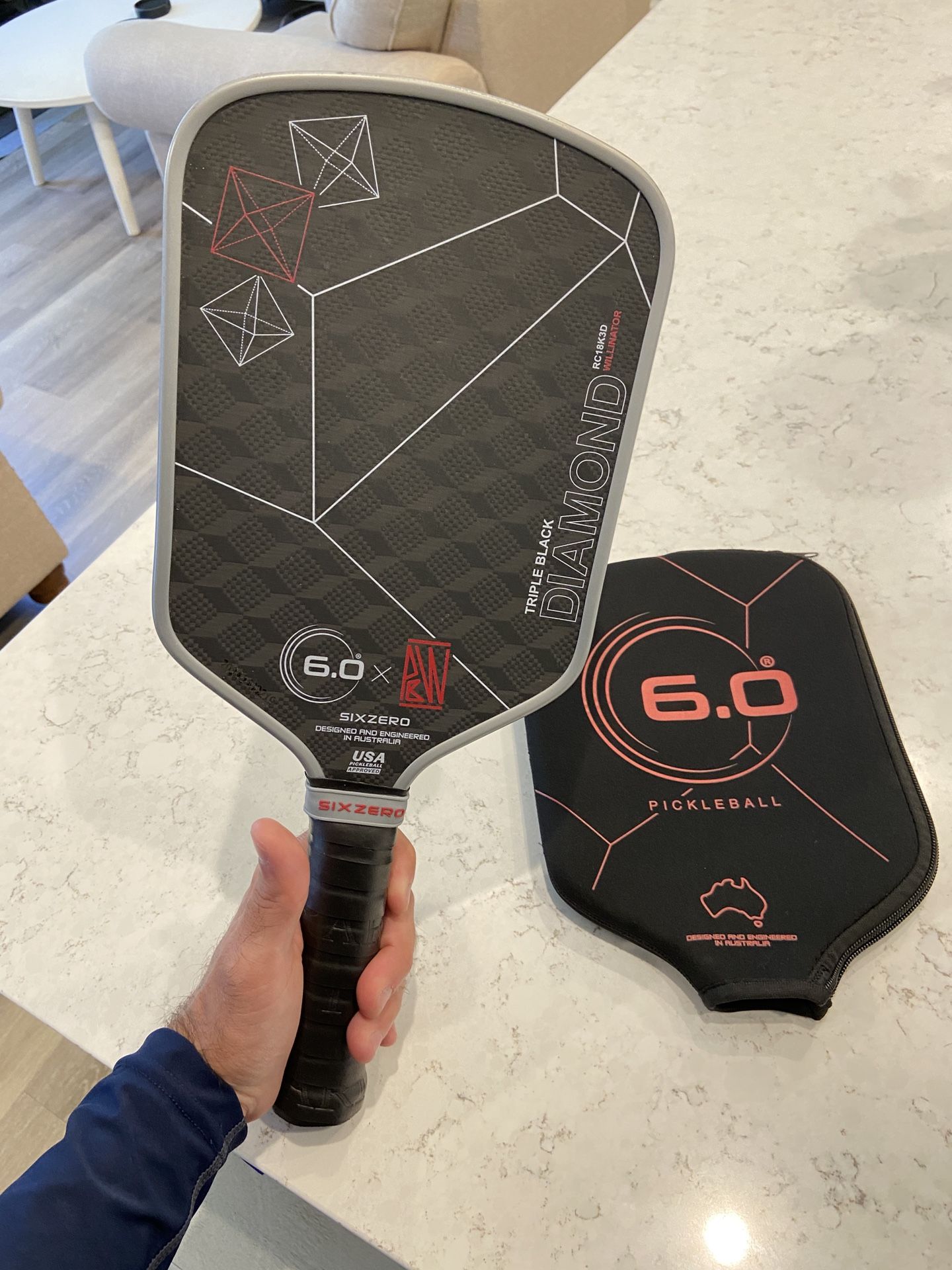 Six Zero Triple Black Diamond Willinator Limited Edition 16mm Pickleball Paddle
