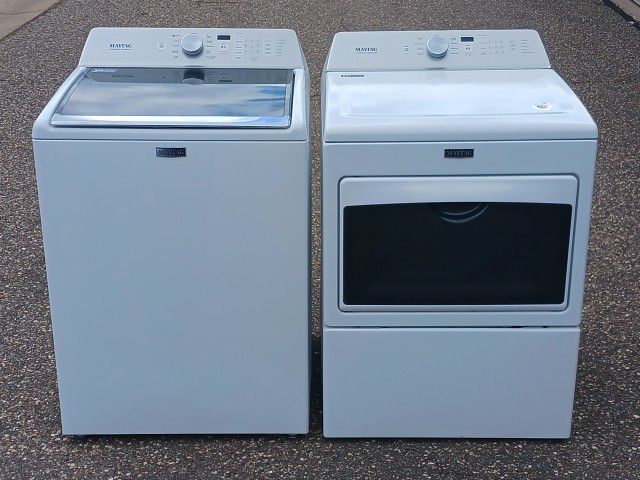 Newer Model Maytag High Efficiency Top Load Washer & Electric Dryer Set 