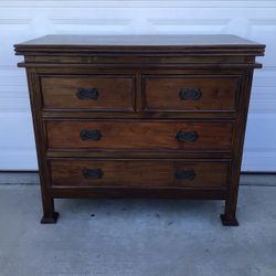 Antique Wood Dresser with 4 Drawers