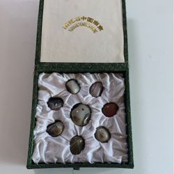 Chinese Yuhua Stone Yuhuashi Zhong Guo Nanjing China Polished Rain Flower Sedimentary Stones Geology Rocks Crystals Gems in Silk Case 