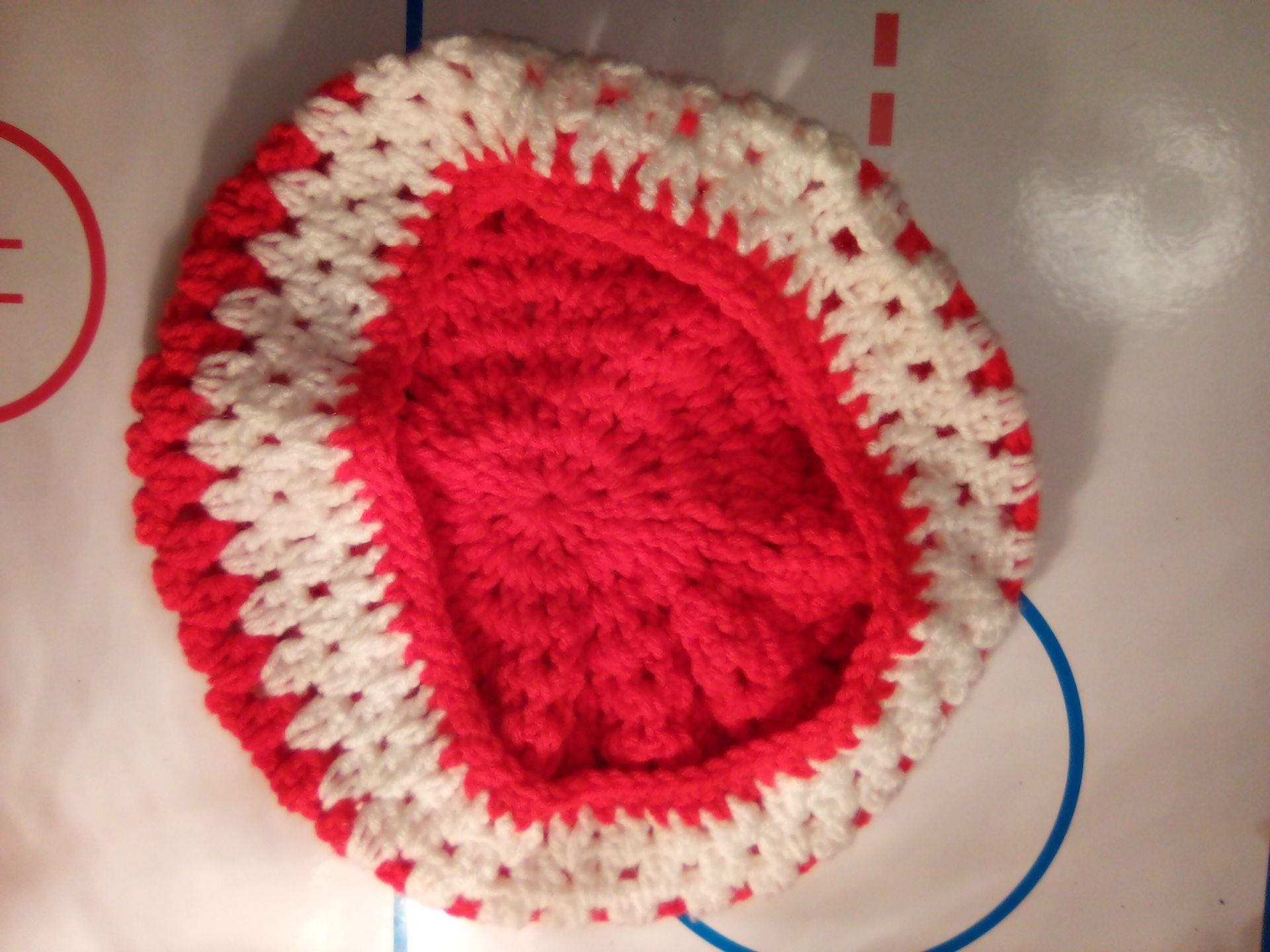 Red And White Bottom Crochet Hat