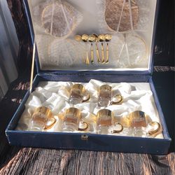 T Murano Glass Italy Coffee Service Set Mint