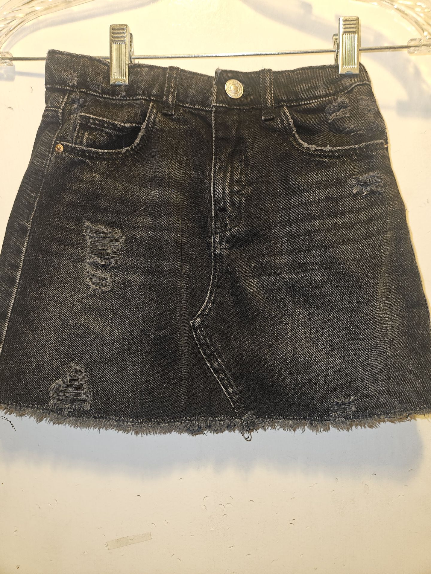 Girls Jean Distressed Black skirt size 7